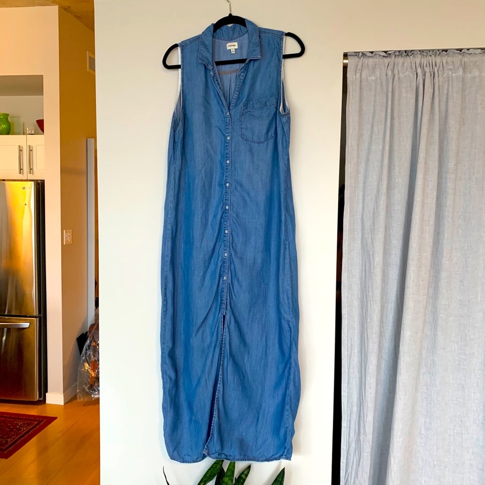 Sneak Peek Sleeveless Long Denim Dress